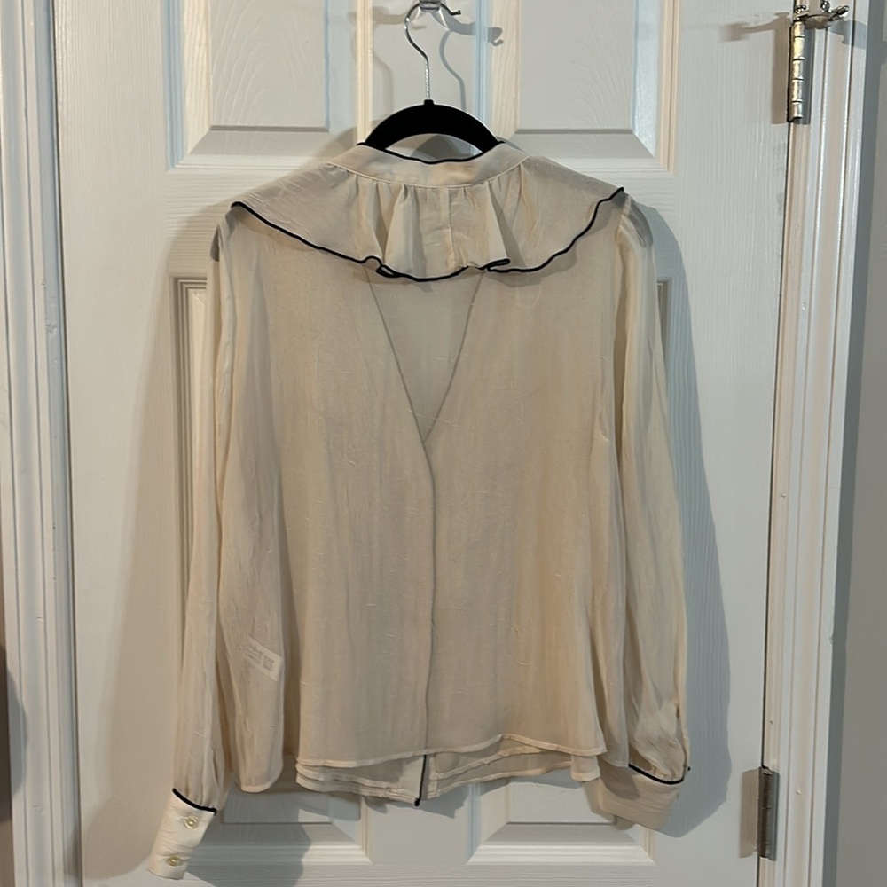 Zara Cream Ruffle Blouse - Picture 2 of 4
